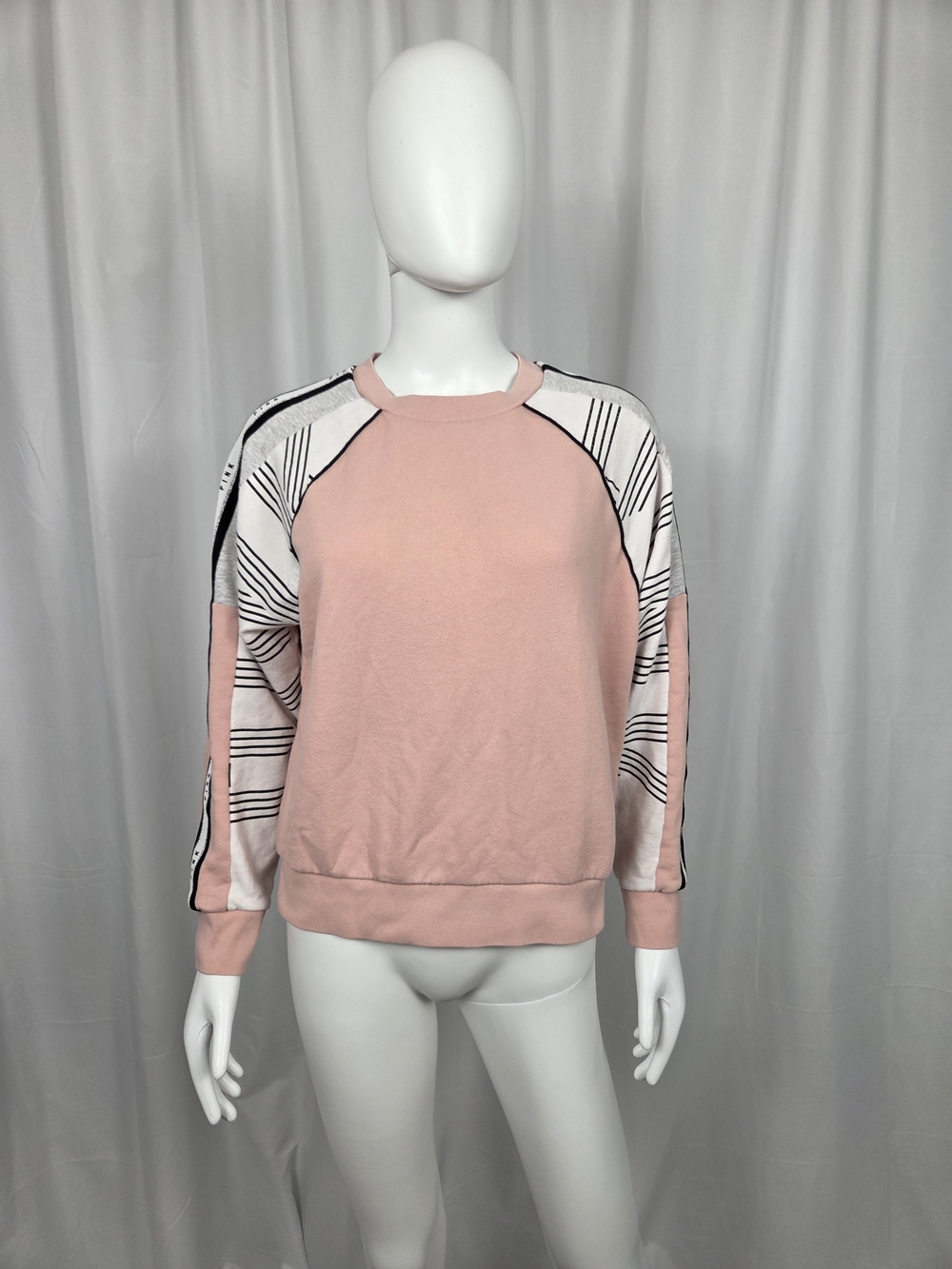 PINK Victoria's Secret Pale Pink Crewneck Sweatshirt with Graphic Raglan Sleeves